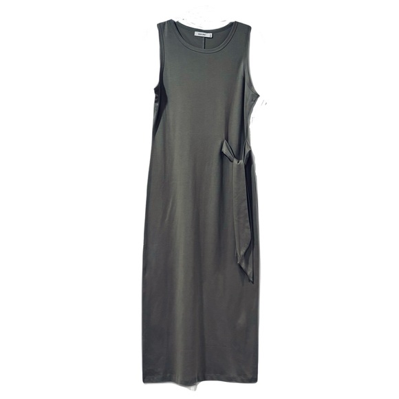 Mod Ref Khaki Green Long T-Shirt Dress with waist tie Size Small - Picture 1 of 7